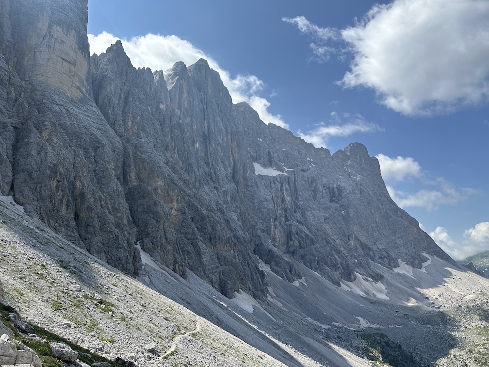 The monumental northwest face of Civetta, more than 1,000 meters of vertical rock with a total extension of more than 4 km