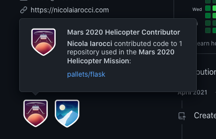 The Mars Helicopter Contributor badge