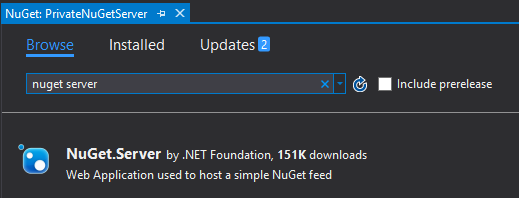 Install the NuGet.Server package